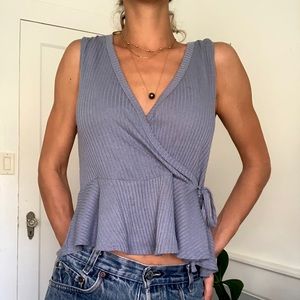 Lavender Blue Wrap Tank Top made by Glance.